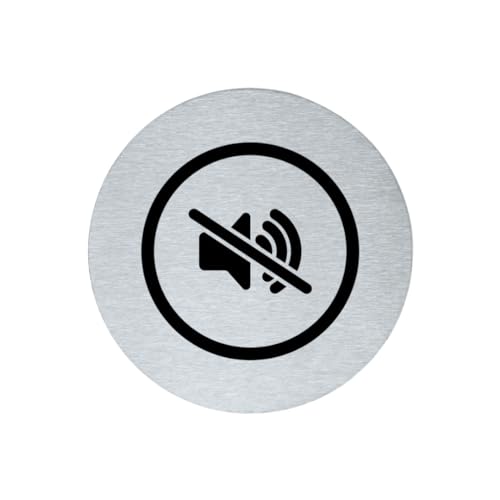 stahl-design-tebart Hinweisschild Piktogramm rund 7,5 cm Edelstahl selbstklebend 3M Klebefläche graviert Edeloptik elegante Beschilderung langlebig KLINGELTON AUS- 7,5x7,5x0,1cm von stahl-design-tebart