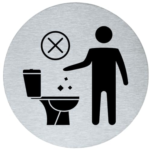 stahl-design-tebart Hinweisschild Piktogramm rund 7,5 cm Edelstahl selbstklebend 3M Klebefläche graviert Edeloptik elegante Beschilderung langlebig Kein Müll ins WC werfen- 7,5x7,5x0,1cm stahl-design-tebart Hinweisschild Piktogramm rund 7,5 cm Edelstahl selbstklebend 3M Klebefläche graviert Edeloptik elegante Beschilderung langlebig Kein Müll ins WC werfen- 7,5x7,5x0,1cm von stahl-design-tebart