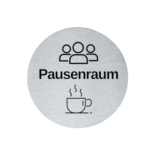stahl-design-tebart Hinweisschild Piktogramm rund 7,5 cm Edelstahl selbstklebend 3M Klebefläche graviert Edeloptik elegante Beschilderung langlebig PAUSENRAUM GRUPPE- 7,5x7,5x0,1cm von stahl-design-tebart