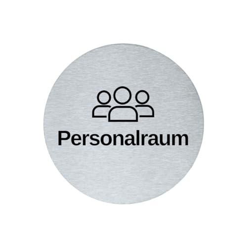 stahl-design-tebart Hinweisschild Piktogramm rund 7,5 cm Edelstahl selbstklebend 3M Klebefläche graviert Edeloptik elegante Beschilderung langlebig PERSONALRAUM- 7,5x7,5x0,1cm von stahl-design-tebart