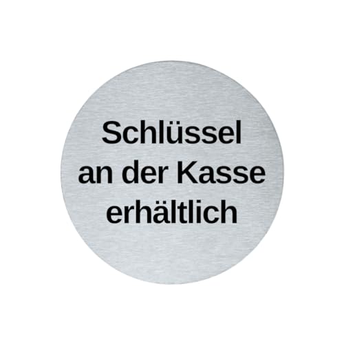 stahl-design-tebart Hinweisschild Piktogramm rund 7,5 cm Edelstahl selbstklebend 3M Klebefläche graviert Edeloptik elegante Beschilderung langlebig SCHLÜSSEL AN DER KASSE ERHÄLTLICH- 7,5x7,5x0,1cm stahl-design-tebart Hinweisschild Piktogramm rund 7,5 cm Edelstahl selbstklebend 3M Klebefläche graviert Edeloptik elegante Beschilderung langlebig SCHLÜSSEL AN DER KASSE ERHÄLTLICH- 7,5x7,5x0,1cm von stahl-design-tebart