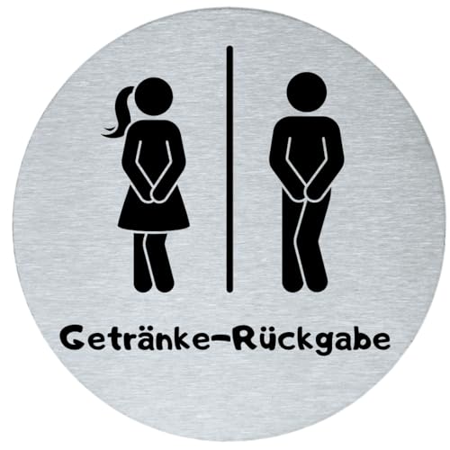 stahl-design-tebart Hinweisschild Piktogramm rund 7,5 cm Edelstahl selbstklebend 3M Klebefläche graviert Edeloptik elegante Beschilderung langlebig WC Getränkerückgabe- 7,5x7,5x0,1cm von stahl-design-tebart