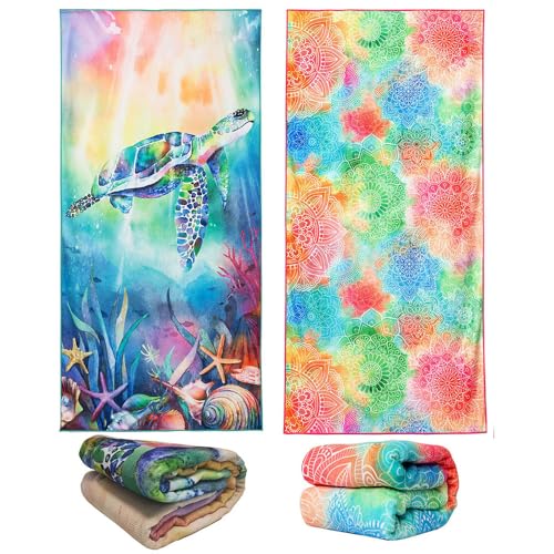 stampringt King Size Cute Tie Dye Turtle Beach Handtücher, 2-teiliges Set für Mädchen, großer Handtuchstoff aus Mikrofaser, super dick, für zwei Personen, 75 x 150 cm stampringt King Size Cute Tie Dye Turtle Beach Handtücher, 2-teiliges Set für Mädchen, großer Handtuchstoff aus Mikrofaser, super dick, für zwei Personen, 75 x 150 cm von stampringt