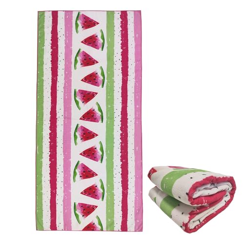 stampringt Super großes Strandtuch, rosa, gestreift, Wassermelone, für Mädchen, Erwachsene, großer Mikrofaserhandtuch, super dick, 75 x 150 cm stampringt Super großes Strandtuch, rosa, gestreift, Wassermelone, für Mädchen, Erwachsene, großer Mikrofaserhandtuch, super dick, 75 x 150 cm von stampringt