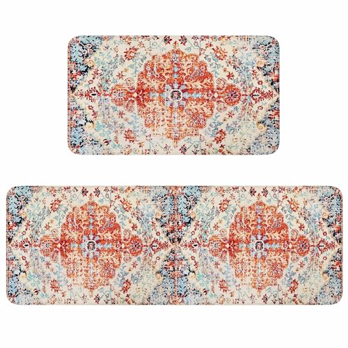 standhustle Boho-Küchenteppiche, 2er-Set, rutschfeste Unterseite, Küchenmatte, 2-teilig, wasserabweisend, Küche, Boho-Teppich von standhustle