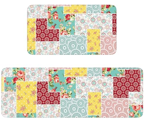standhustle Boho-Küchenteppiche, 2er-Set, rutschfeste Unterseite, Küchenmatte, 2-teilig, wasserabweisend, Küche, Boho-Teppich von standhustle
