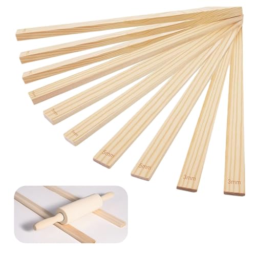 10-teiliges Holz-Töpferei-Nudelholzführungs-Set, 5 Größen, Tonwerkzeuge für präzise Tondickenkontrolle, Keramik-Werkzeuge für präzise Polymer-Ton-Dickenmessung 10-teiliges Holz-Töpferei-Nudelholzführungs-Set, 5 Größen, Tonwerkzeuge für präzise Tondickenkontrolle, Keramik-Werkzeuge für präzise Polymer-Ton-Dickenmessung von starfa lab