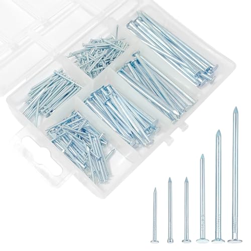 240 Stück Stahlnägel Set, 6 Größen Nagel Sortiment Kit, Verzinkte Beton nägel zum Aufhängen von Bildern und Holzbearbeitung, für Heimwerker, Bilder an der Wand aufhängen, or Handwerk 240 Stück Stahlnägel Set, 6 Größen Nagel Sortiment Kit, Verzinkte Beton nägel zum Aufhängen von Bildern und Holzbearbeitung, für Heimwerker, Bilder an der Wand aufhängen, or Handwerk von starfa lab