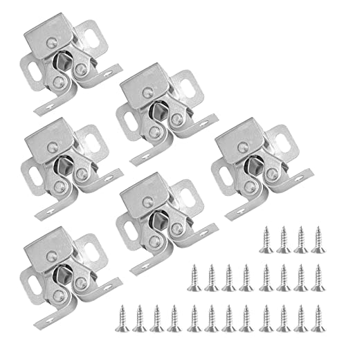 6 Stück Doppelrollen Schnäpper für Schrank Türschloss, Möbelschnäpper Schranktür Kleiderschrank Tür Latch Fang Set (Silber) von starfa lab