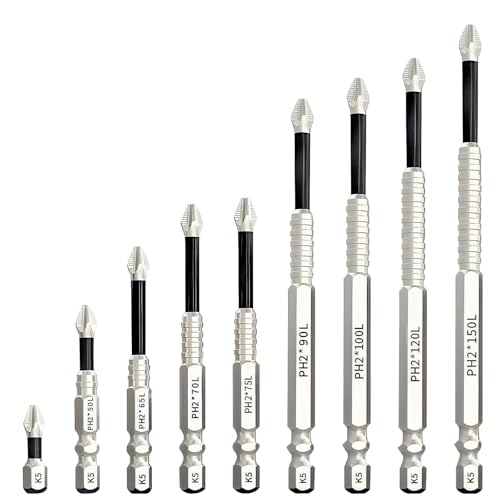 9-teiliges Sechskant-Schraubendreher-Set, rutschfeste, magnetische Schlag-Bits aus legiertem Stahl, 6,35 mm Sechskantschaft, Präzisions-PH2-Schraubendreher-Bohrer-Set für DIY-Projekte und 9-teiliges Sechskant-Schraubendreher-Set, rutschfeste, magnetische Schlag-Bits aus legiertem Stahl, 6,35 mm Sechskantschaft, Präzisions-PH2-Schraubendreher-Bohrer-Set für DIY-Projekte und von starfa lab