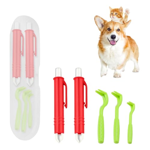 starfa lab Zeckenentfernungs Werkzeugsatz, 3er Set Zeckenhaken und 2er Set Zeckenpinzetten für Hunde Katzen Und Mensch (5pcs) von starfa lab