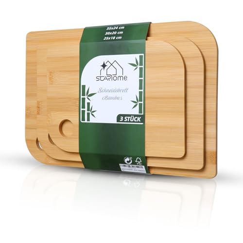 Starhome -Schneidebrett - 3er Set I 35x24-30x20-25x18 - Schneidebrett Holz I 100% FSC I beidseitig verwendbar I Küchenbrett I Frühstücksbrettchen I Brotbrett I Cutting Board I Holzbrett Hackbrett Starhome -Schneidebrett - 3er Set I 35x24-30x20-25x18 - Schneidebrett Holz I 100% FSC I beidseitig verwendbar I Küchenbrett I Frühstücksbrettchen I Brotbrett I Cutting Board I Holzbrett Hackbrett von Starhome