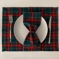 Grüne Karierte Weihnachten Tischsets, Grünes Tartan Tischset, Brodie Cabin Karierter Stoff Tischdekor, Küche Dekor von starlihome