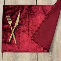 Rotes Samt Tischset Geschenk Für Sie, Weihnachtsgeschenk, Bauernhaus Tischset, Tischdekoration, Rotes Küchentischset, Schwarzes Oder von starlihome