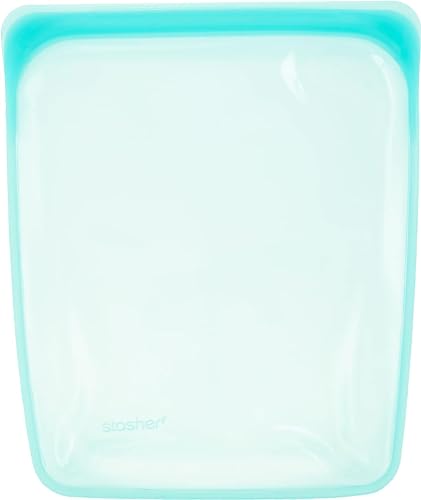 Stasher Silikonbeutel für Lebensmittel, Half Gallon (Aqua) | wiederverwendbare Gefrierbeutel | abwaschbarer Zip Beutel | 24,1 x 27,3 x 1,3 cm / 1,8 L von Stasher