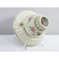 Refurbished Bare Bulb Unterputz Porzellan Leuchte - Deco Ära Floral Stencil Komplett Mit Hängenden Hardware 1930Er Jahre von stcroixlighting