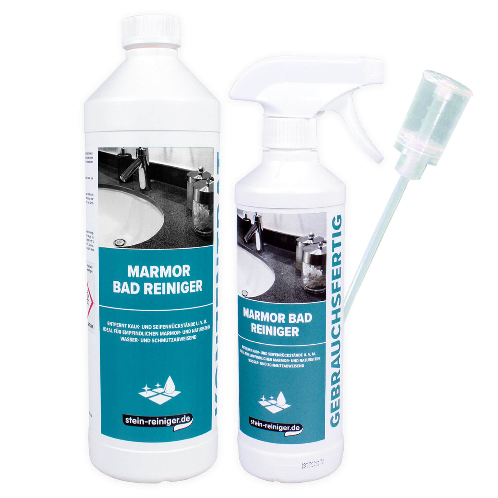 stein-reiniger Marmor Bad Reiniger 500ml + Konzentrat 1L Naturstein Reinigung von stein-reiniger.de