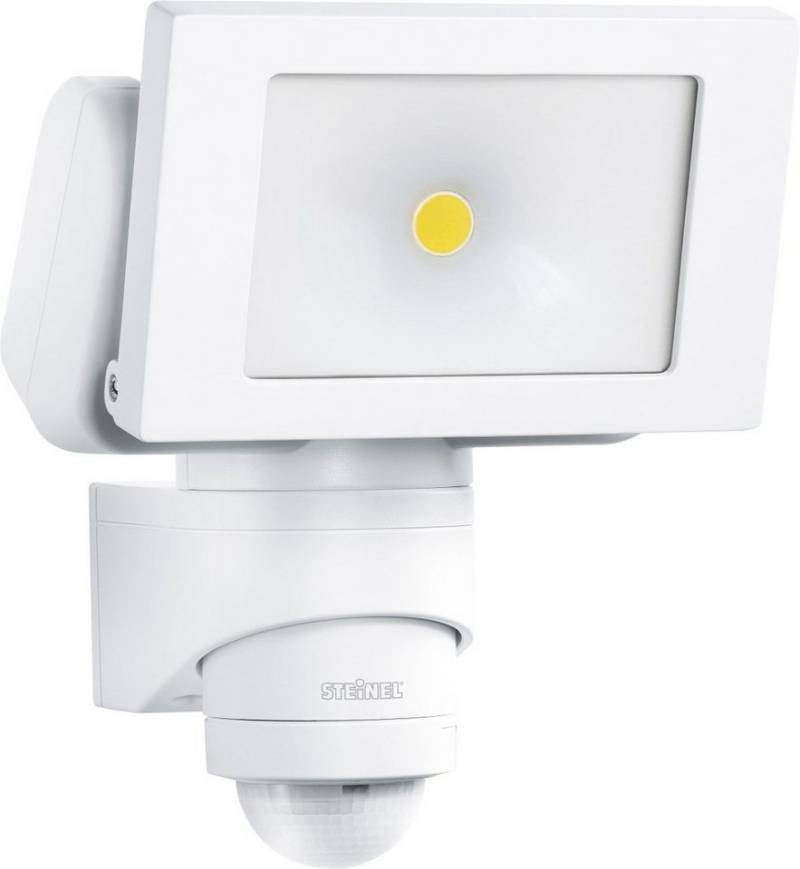 steinel Außen-Wandleuchte Steinel LED Strahler LS 150 S Weiß mit Sensor 12 m, Inkl. Leuchtmittel, Mit Bewegungsmelder nicht dimmbar nicht Smart Home-fähig von steinel