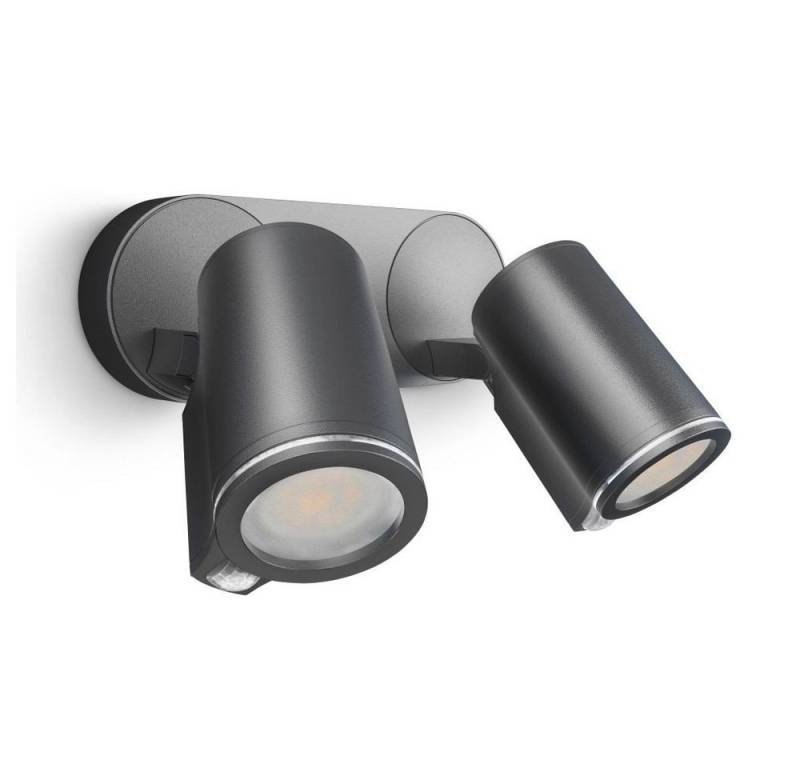 steinel Außen-Wandleuchte Steinel Strahler Spot DUO S Anthrazit 2-flammig, Inkl. Leuchtmittel, Mit Bewegungsmelder nicht Smart Home-fähig von steinel