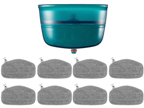 Stemoo 8X Ersatzpads & 1x Filter passend für Dampfreiniger CleanTenso, Dampfbürste Wischbezug für die porentiefe Reinigung, Dampfmopp Ersatz mit Klettboden 33161A von stemoo