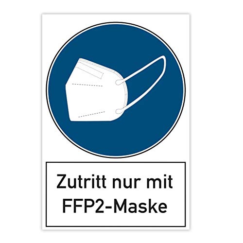 stempel-fabrik – Plakate "Zutritt nur mit FFP2-Maske" – FFP2 Maskenpflicht Hinweisschild für Arztpraxen, ÖPNV, Einzelhandel uvm. (3x Poster | DIN A1 | 594 x 841 mm) von STEMPEL-FABRIK