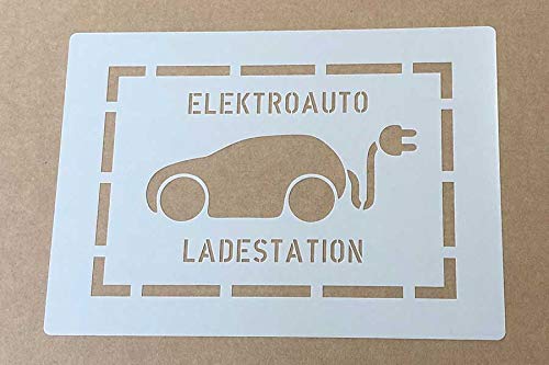 Elektroauto - Ladestation Bodenmarkierungs-Schablone mit Rahmen von stencilBOY