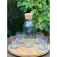 Handbemalte Karaffe Und Gläser Set Im Lavendel Design Handbemalte Karaffe Und Gläser Set Im Lavendel Design von stephaniedesignsGB