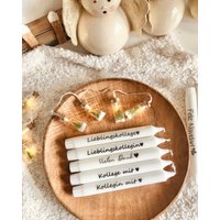 Chefin Mit Herz - Kollege Stabkerzen Kerzen Kerzendeko Schriftzug Beschriftete Geschenk von stephlene