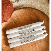 Herbst - Herbstliebe Herbstdeko Stabkerzen Kerzen Kerzendeko Mit Schriftzug Beschriftete Geschenk von stephlene