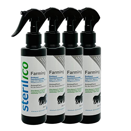 sterilico – Farming – Desinfektionsmittel Spray für Ställe und Futterstellen (4 x 250ml) von sterilico