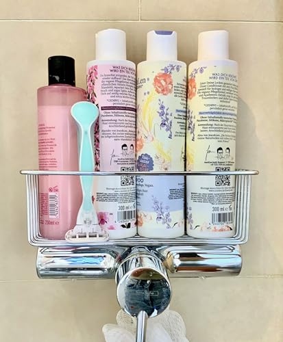 sternklar Armaturkorb Duschkorb Duschablage zum Festklemmen auf der Duscharmatur Waschbecken Waschtisch ohne Bohren Chrom von sternklar