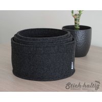 Filzkörbchen 3Er Set Rund, Aufbewahrungsboxen Aus Filz, Runde Filzkörbe Als Schlüsselschale, Dekokorb, Auch Maßafertigung Möglich von stichhaltig