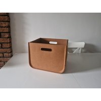 Filzkorb Caramel | Aufbewahrungskorb Mit Griffen Stabiler Handarbeit Maßanfertigung Möglich von stichhaltig