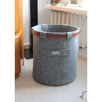 Runder Filzkorb, Großer Aufbewahrungskorb Mit Lederband, Papierkorb Aus Filz, Korb Für Schreibtisch Oder Als Schirmständer Xll von stichhaltig