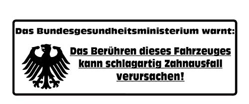 Aufkleberset 2 Stück: Das Berühren dieses Fahrzeugs kann Zahnausfall verursachen Sticker Auto Motorrad LKW Moped Roller JDM Fun Plakette Warnung Tuning Lustig von sticker-dealer