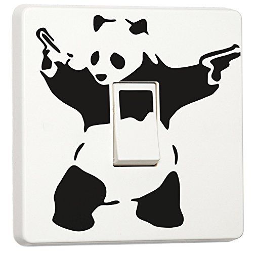 Banksy Graffiti Art Lichtschalter-Aufkleber aus Vinyl Panda with Guns von stika.co