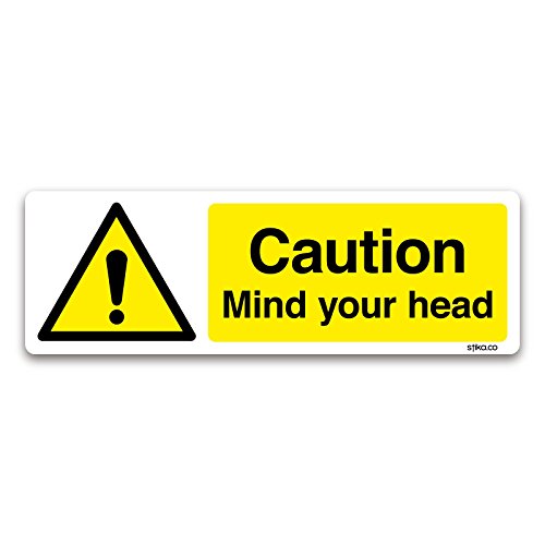 Caution Mind your head Sticker self-adhesive vinyl sign (200x60mm) by stika.co von stika.co