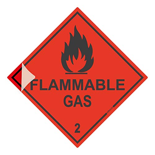 Flammable Gas 2 Schild, Vinyl-Aufkleber, HSE Hazchem Chemicals Storage Sicherheitsschilder 100 x 100 mm von stika.co