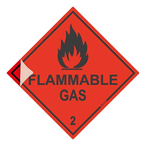 Flammable Gas 2 Schild, Vinyl-Aufkleber, HSE Hazchem Chemicals Storage Sicherheitsschilder 200 x 200mm von stika.co