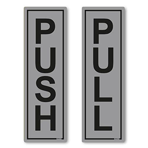 Türaufkleber Push & Pull (Drücken & Ziehen), selbstklebende, transparente Vinyl-Aufkleber, 190 x 60 mm, Selbstklebendes Vinyl, silber, 1 set von stika.co