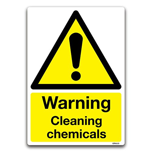 „Warning Cleaning chemicals“ Hinweisschild, selbstklebend, aus Vinyl-Aufkleber für COSHH von stika.co
