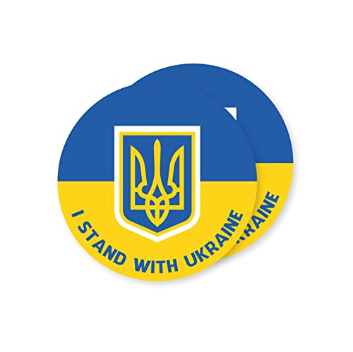 stika.co 2 Stück I Stand mit Ukraine Flagge Design Selbstklebend Vinyl Aufkleber United Gegen Krieg Kein Krieg in der Ukraine (M - 100 x 100 mm) von stika.co