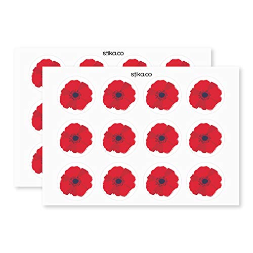 stika.co 24 Stück Papieretiketten Lest we forget Poppy Flower Remembrance Sunday Armistice Day War Heroes Armed Forces von stika.co