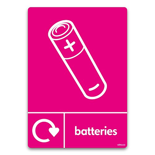 stika.co Batterie-Aufkleber für Recycling-Mülleimer, 105 x 148 mm, Batteriezellen von stika.co