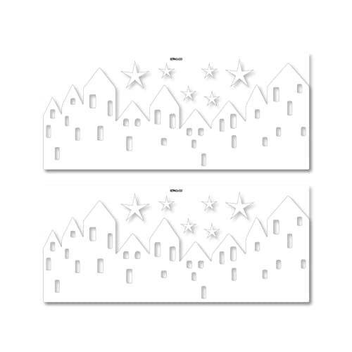 stika.co Scandinavian Houses – A Festive Scandi Window Dressing Vinyl Sticker – Statische Haftung, Neuheit Design für Feiertagsstimmung, ideal für Weihnachtsfenster (A3–420 x 295 mm) von stika.co