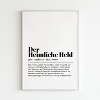 Home Office Poster "Der Heimliche Held", Humorvolle Und Lustige Arbeitsplatzdekoration, Homeoffice Bild, Wandbild Geschenkidee Mann/Frau von stikkemDesigns