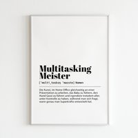 Home Office Poster "Multitasking Meister", Humorvolle Und Lustige Arbeitsplatzdekoration, Homeoffice Bild, Wandbild Geschenkidee Mann/Frau von stikkemDesigns