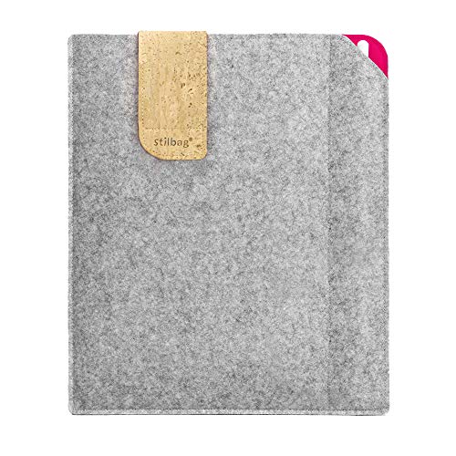 Stilbag Filztasche für Huawei MediaPad M5 8 | Etui Case aus Merino Wollfilz und Kork mit Stylus Fach | Modell KUNO in hellgrau - pink | Tablet Schutz-Tasche Made in Germany von stilbag