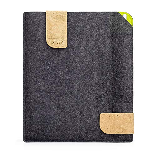 Stilbag Filztasche für Huawei MediaPad T5 10 | Etui Case aus Merino Wollfilz und Kork mit Stylus Fach | Modell KUNO in anthrazit - apfelgrün | Tablet Schutz-Tasche Made in Germany von stilbag