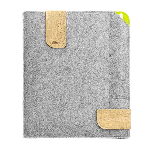 Stilbag Filztasche für Huawei MediaPad T5 10 | Etui Case aus Merino Wollfilz und Kork mit Stylus Fach | Modell KUNO in hellgrau - apfelgrün | Tablet Schutz-Tasche Made in Germany von stilbag